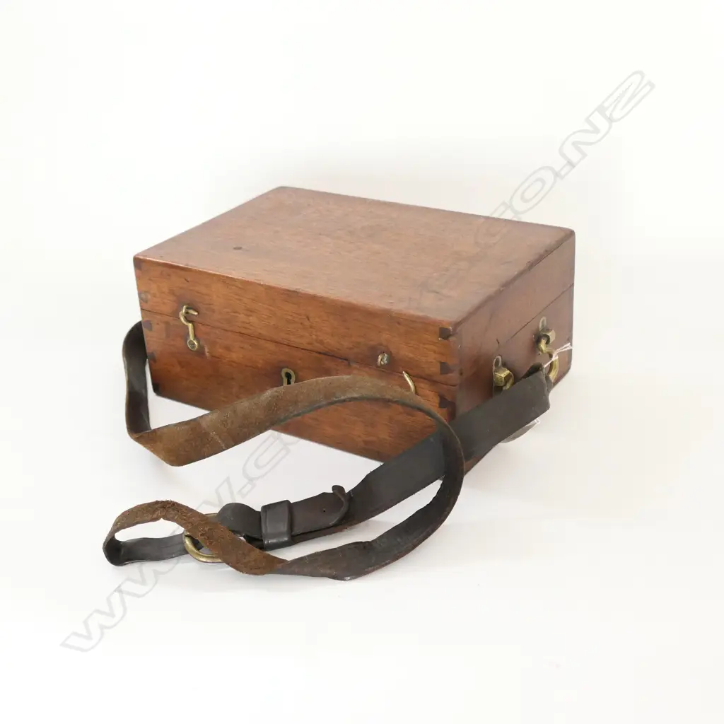 A PANTOMETER (PRECISION EQUERRE) OR SURVEYOR'S CROSS, (PROB. FRENCH). IN BOX w BRASS PROTRACTOR, DIVIDERS & RULE. Image 1++